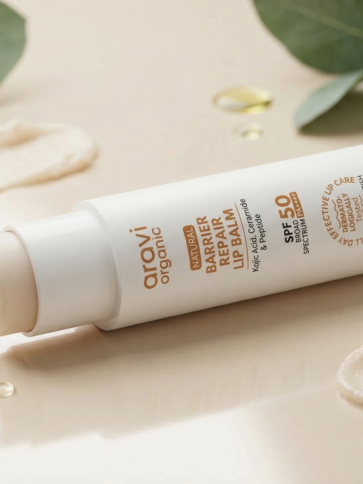 Aravi Organic SPF lip balm flatlay
