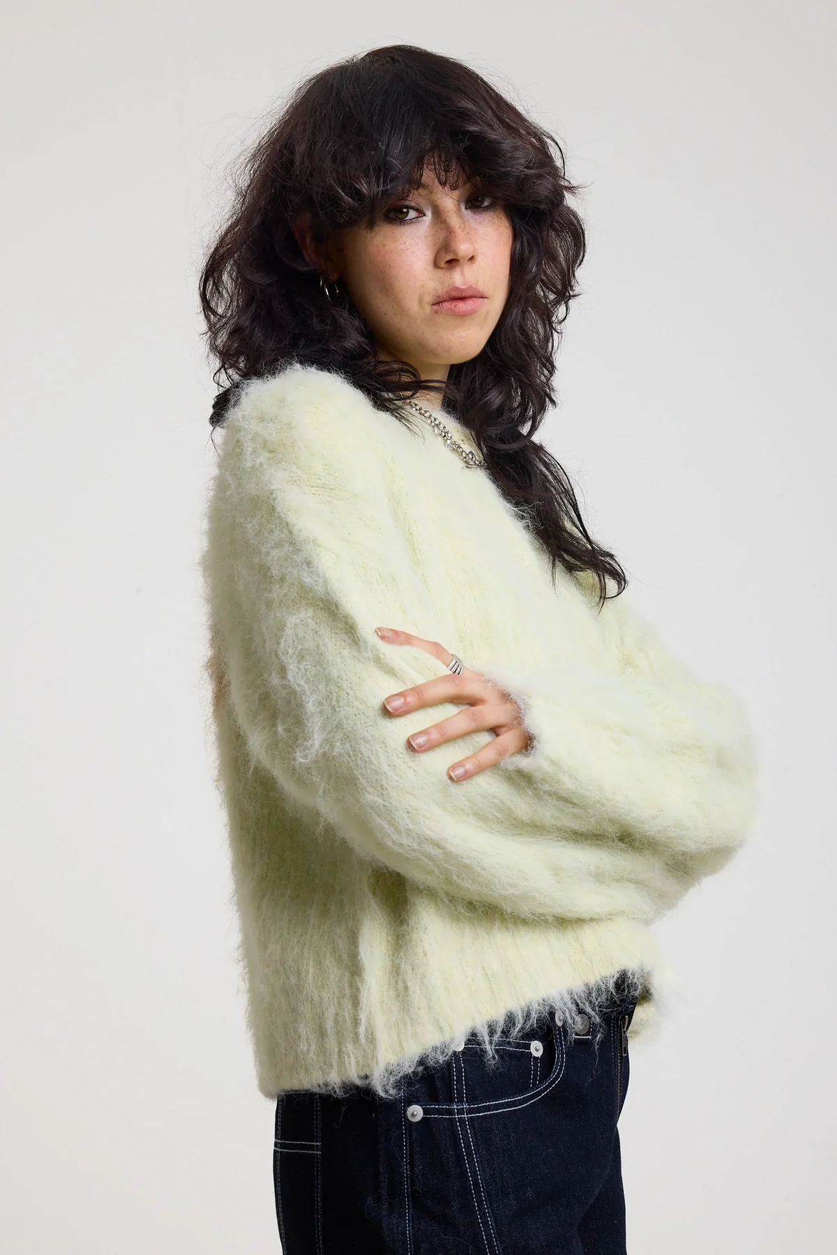 Traditional studio photo of the Fugazee mohair sweater